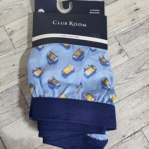 Club Room 2 Pack Beer‎ Mug Solid Boxer Shorts Men' XXL Navy / Placid Blue NWT